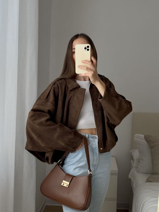 brown suede jacket