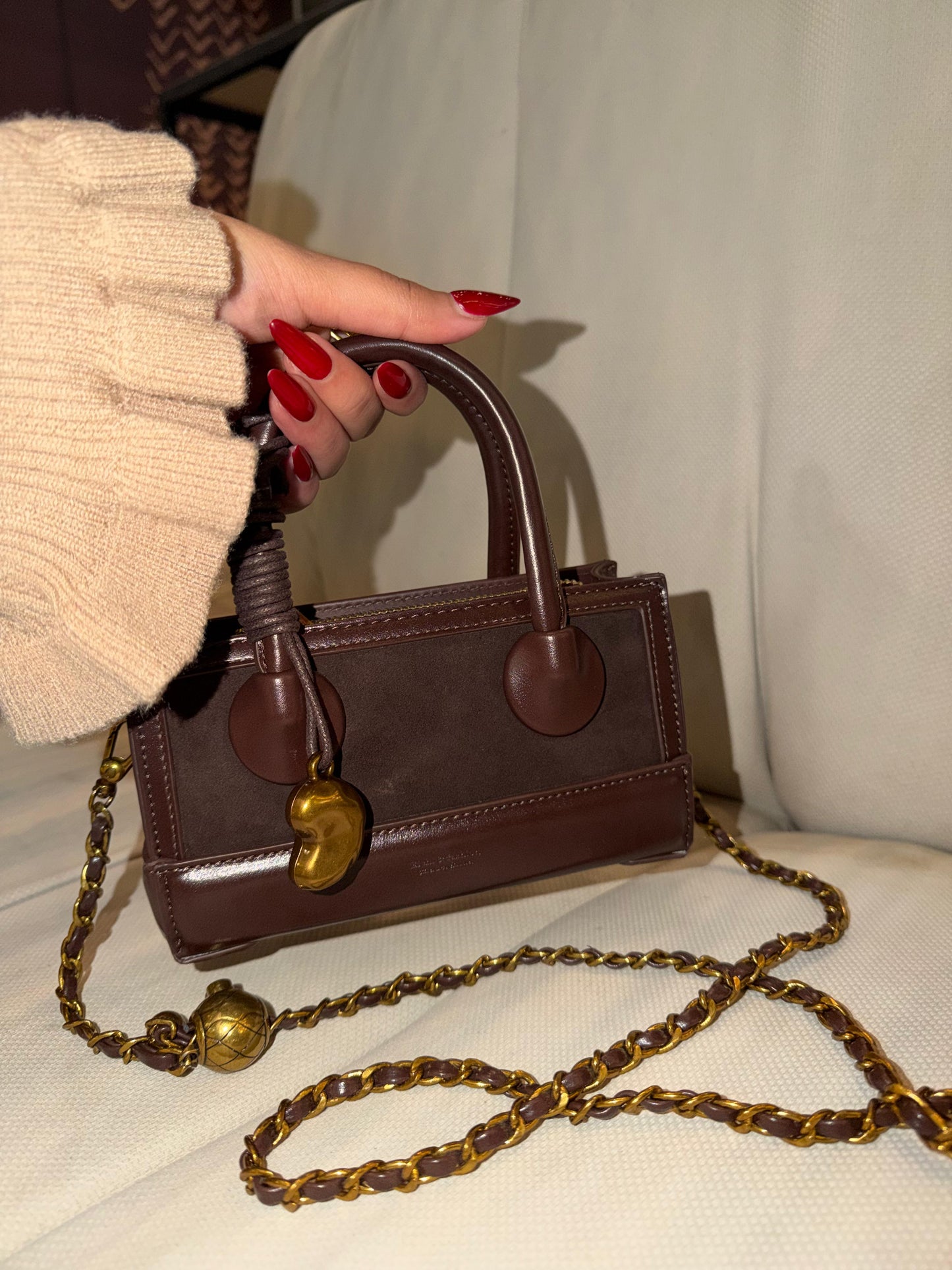 Luxe mini box bag - chocolate Brown