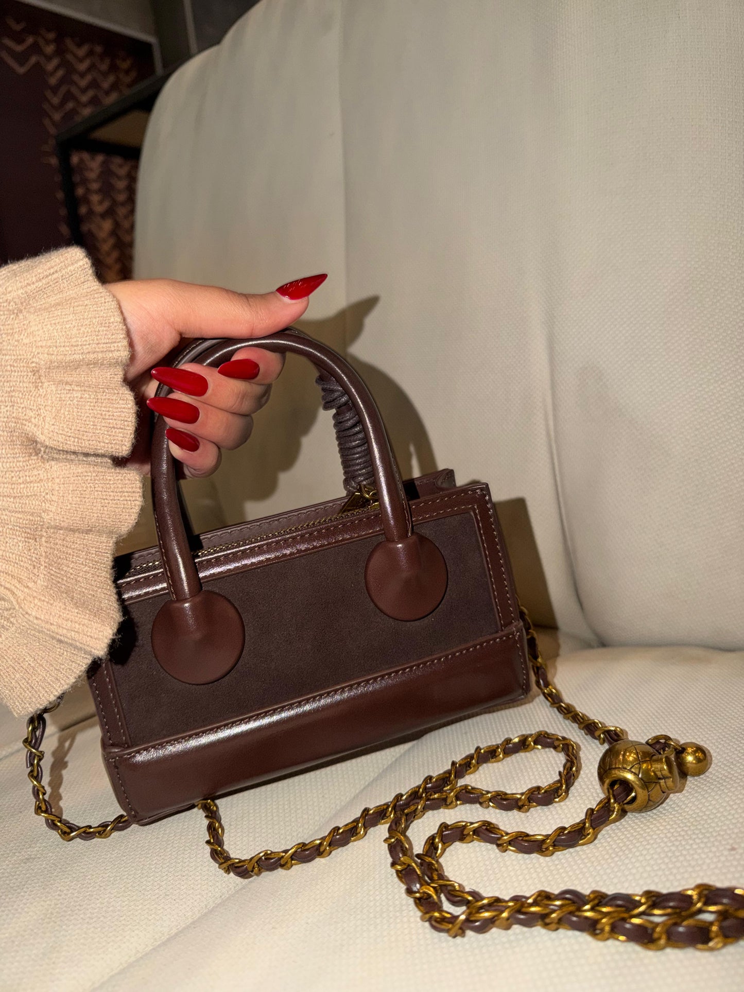 Luxe mini box bag - chocolate Brown
